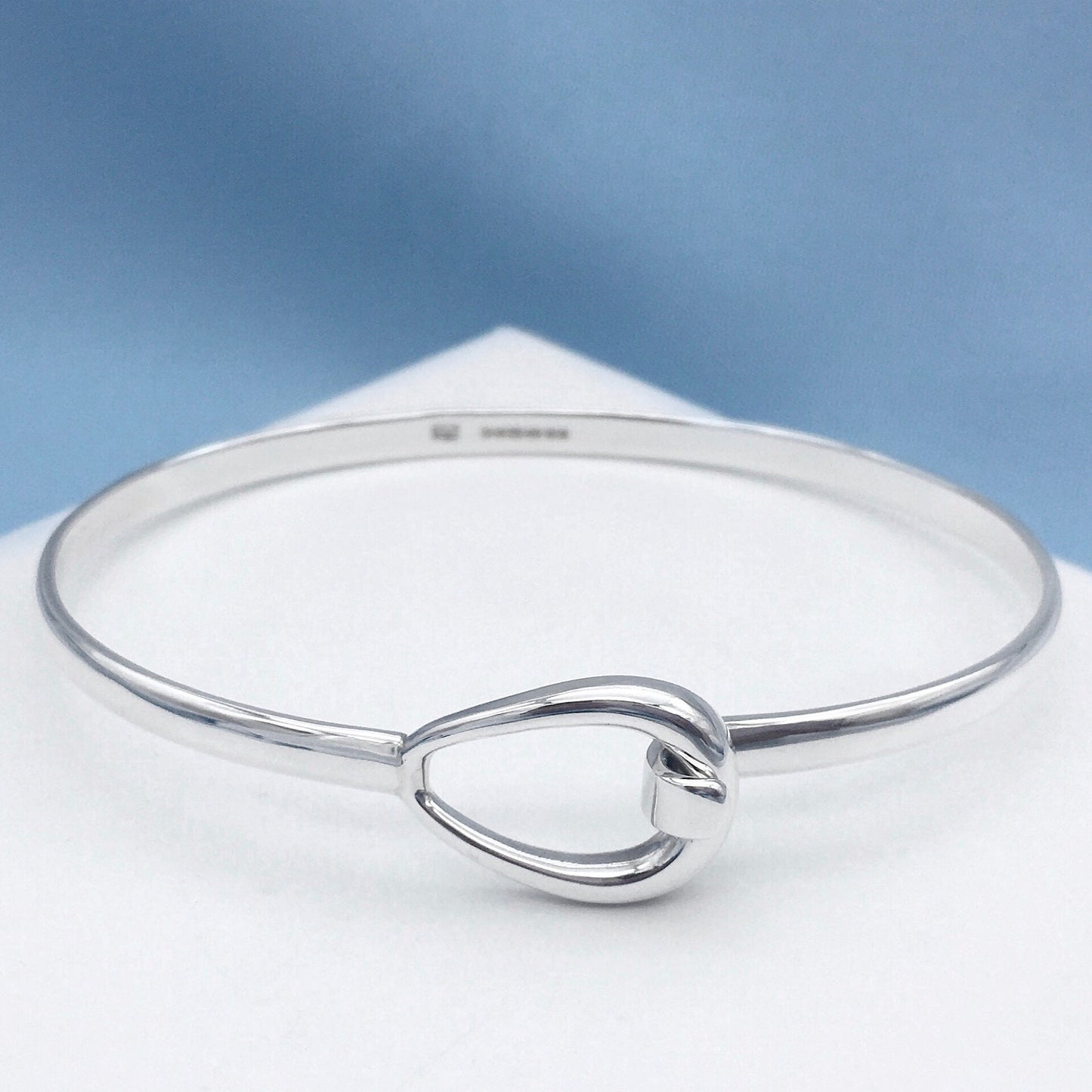 Teardrop Sterling Silver Bangle Petite Wrist