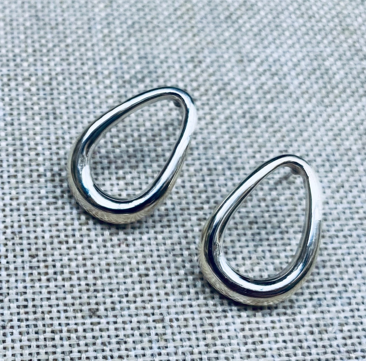 Teardrop Sterling Silver Stud Earrings