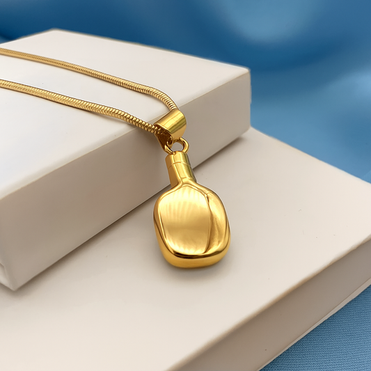 Gold Vermeil Urn Necklace – Rounded Rectangle Ashes Pendant