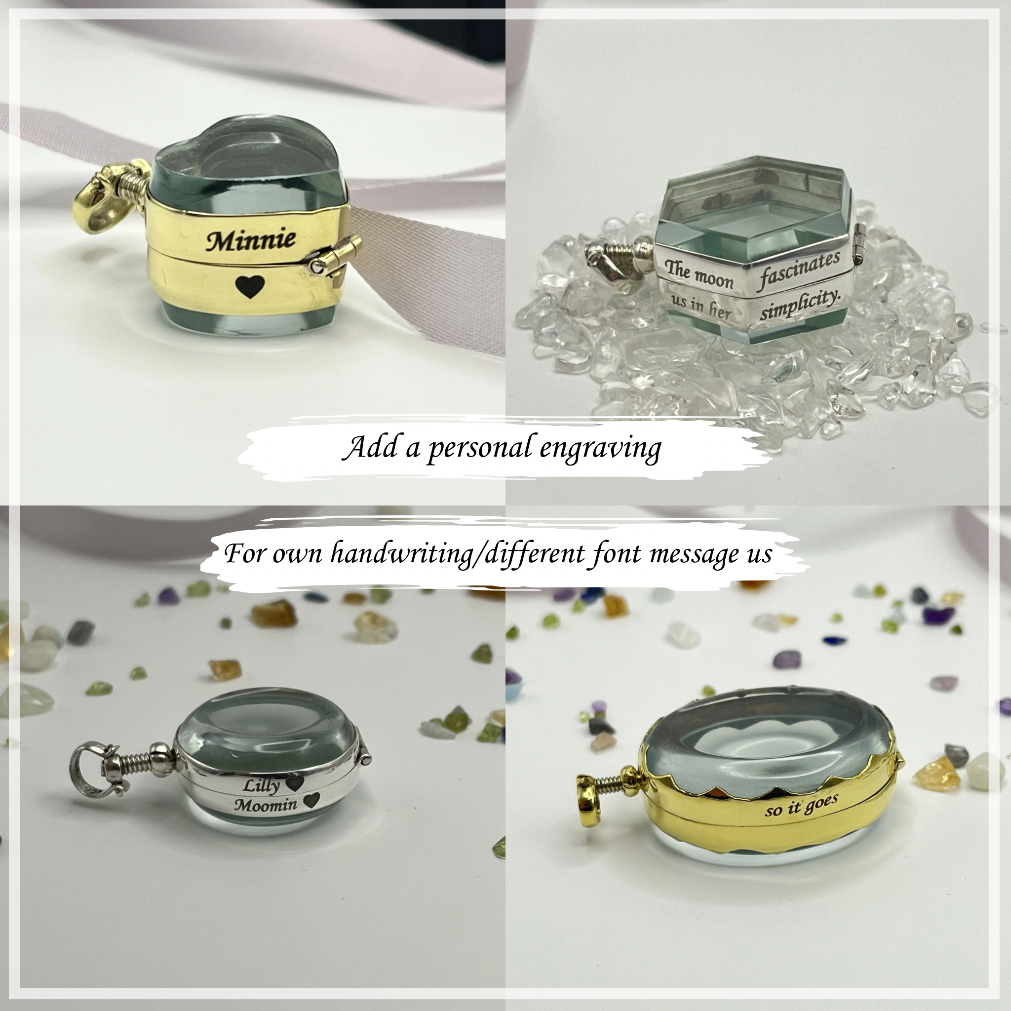 Silver Glass Photo Locket Heart