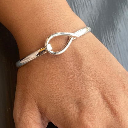 Fat Fish Silver Bangle for Small Wrists