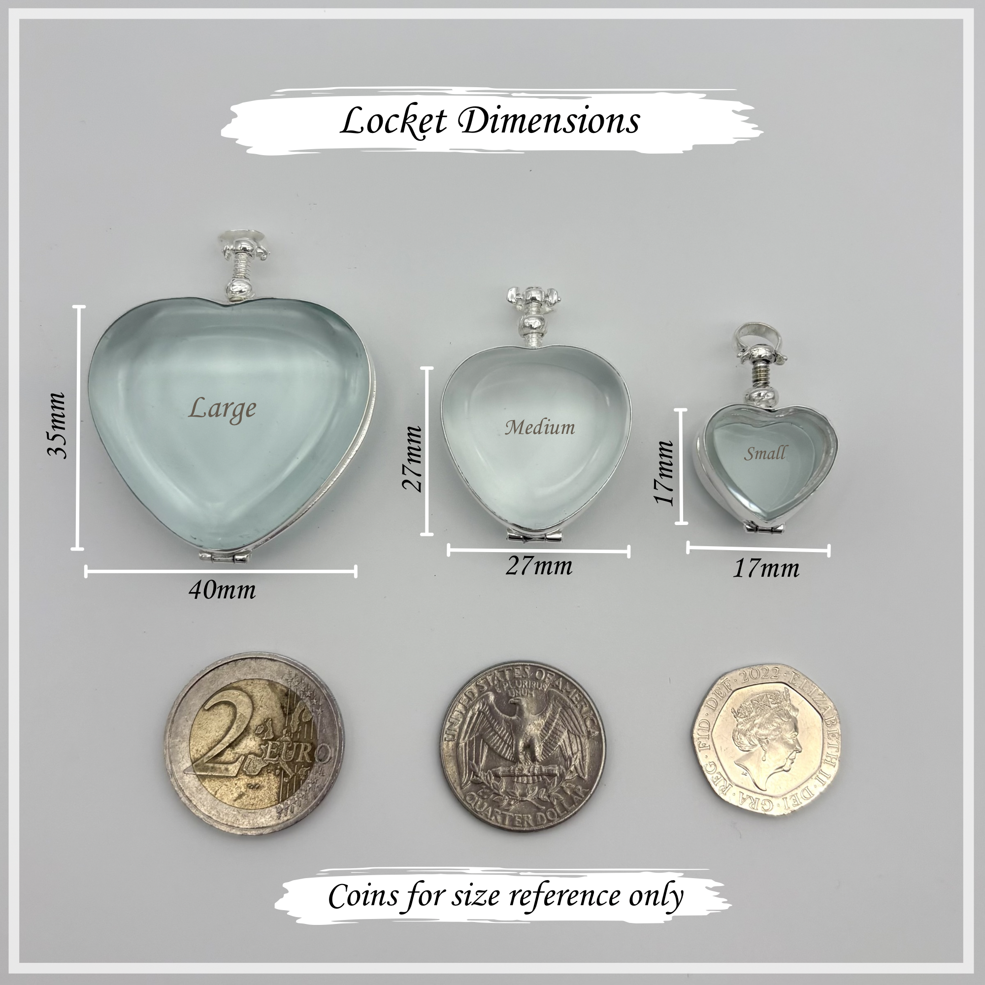 Silver Glass Photo Locket Heart
