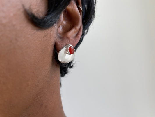 Shell and Stone Sterling Silver Stud Earrings