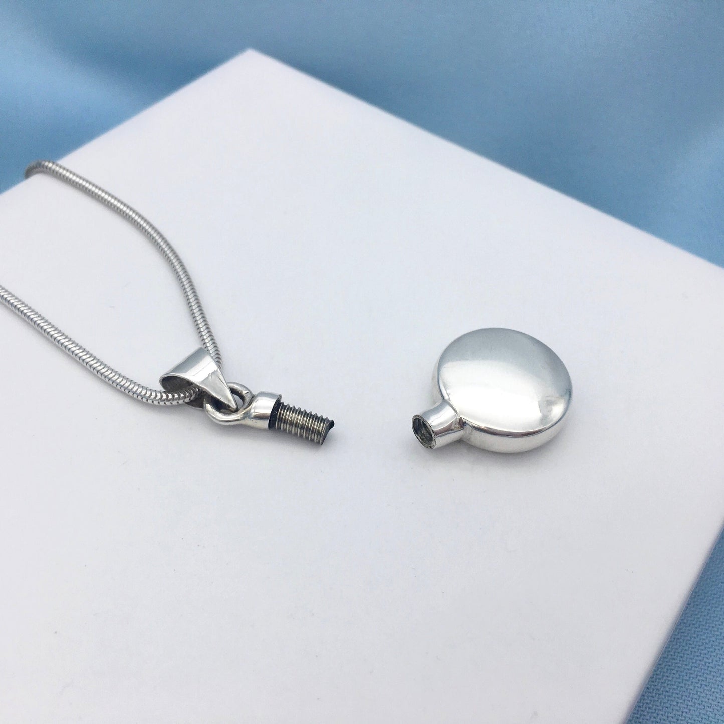 Circle Shaped Sterling Silver Ashes Necklace
