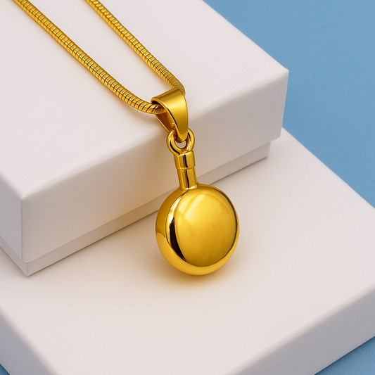 Gold Vermeil Circle Urn Pendant – Round Ashes Necklace