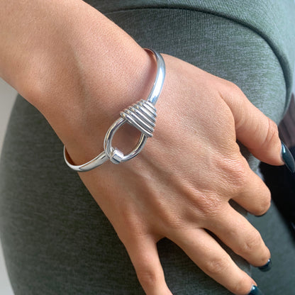 Flowerpot Silver Bangle - Large Wrist