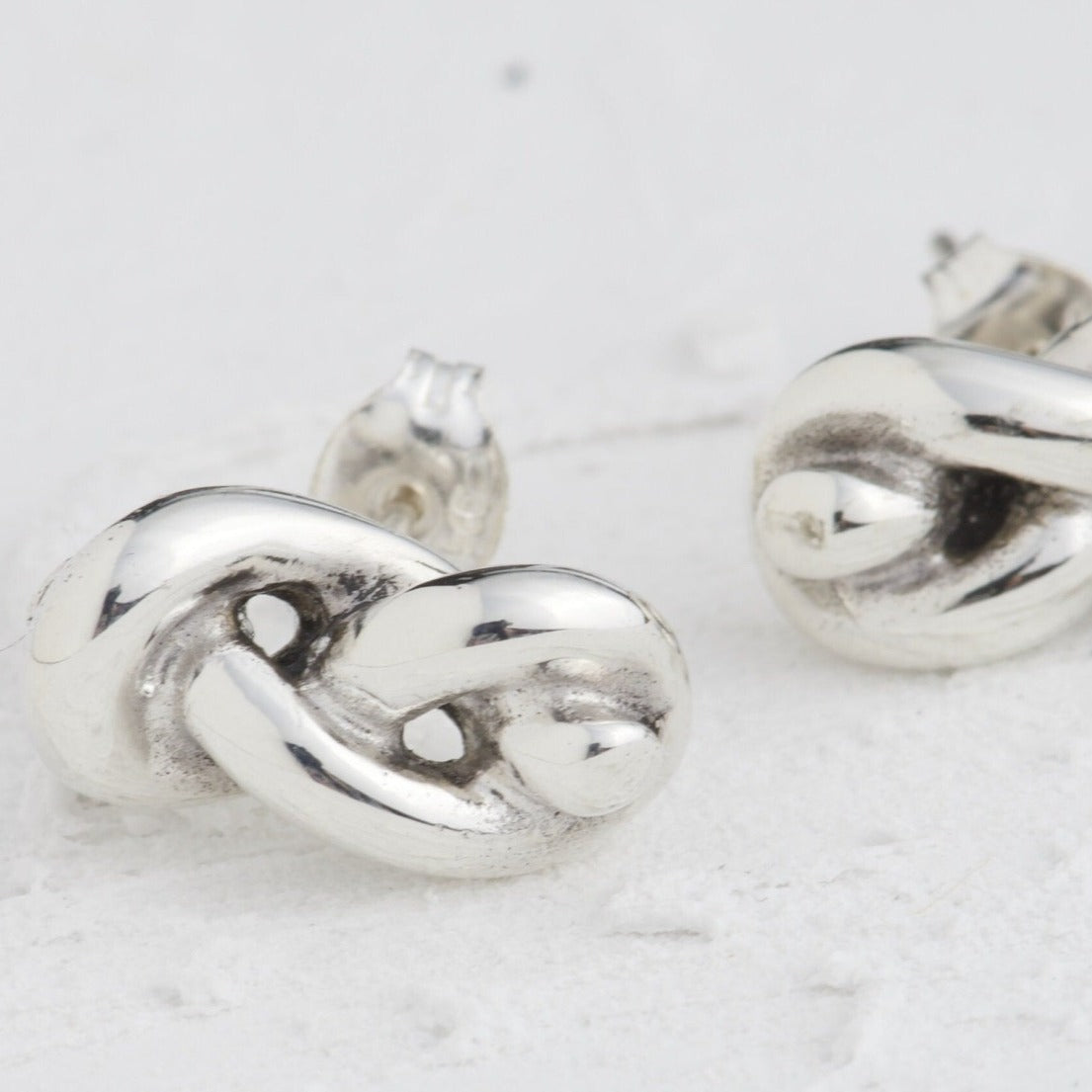 Fat Knot Sterling Silver Stud Earrings