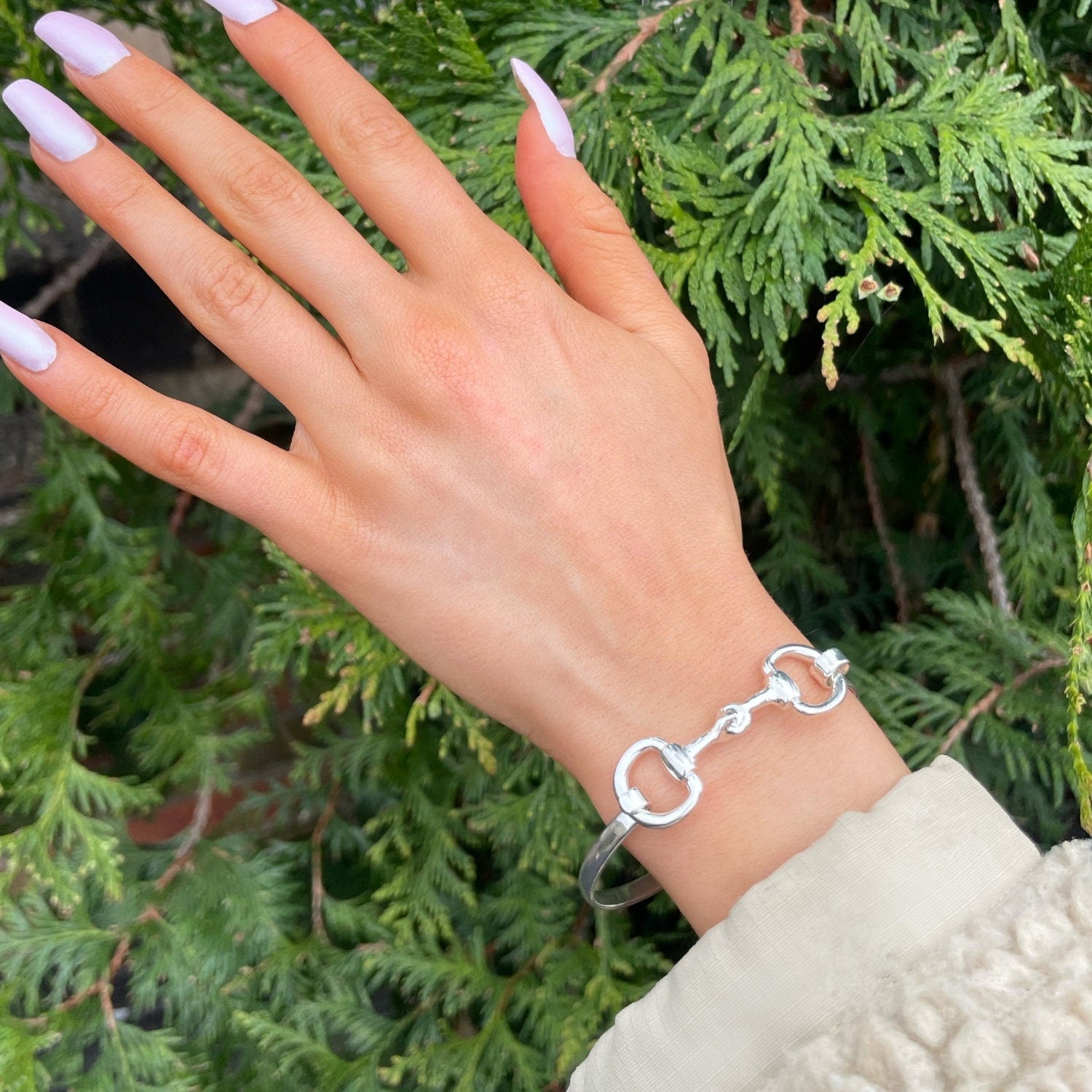 Large Wrist Bangle Silver Horsebit Bangle Horse Bit Bangle Snaffle Bit Bracelet Engraved Equestrian Bracelet Horsebit Silver Bangle Bracelet