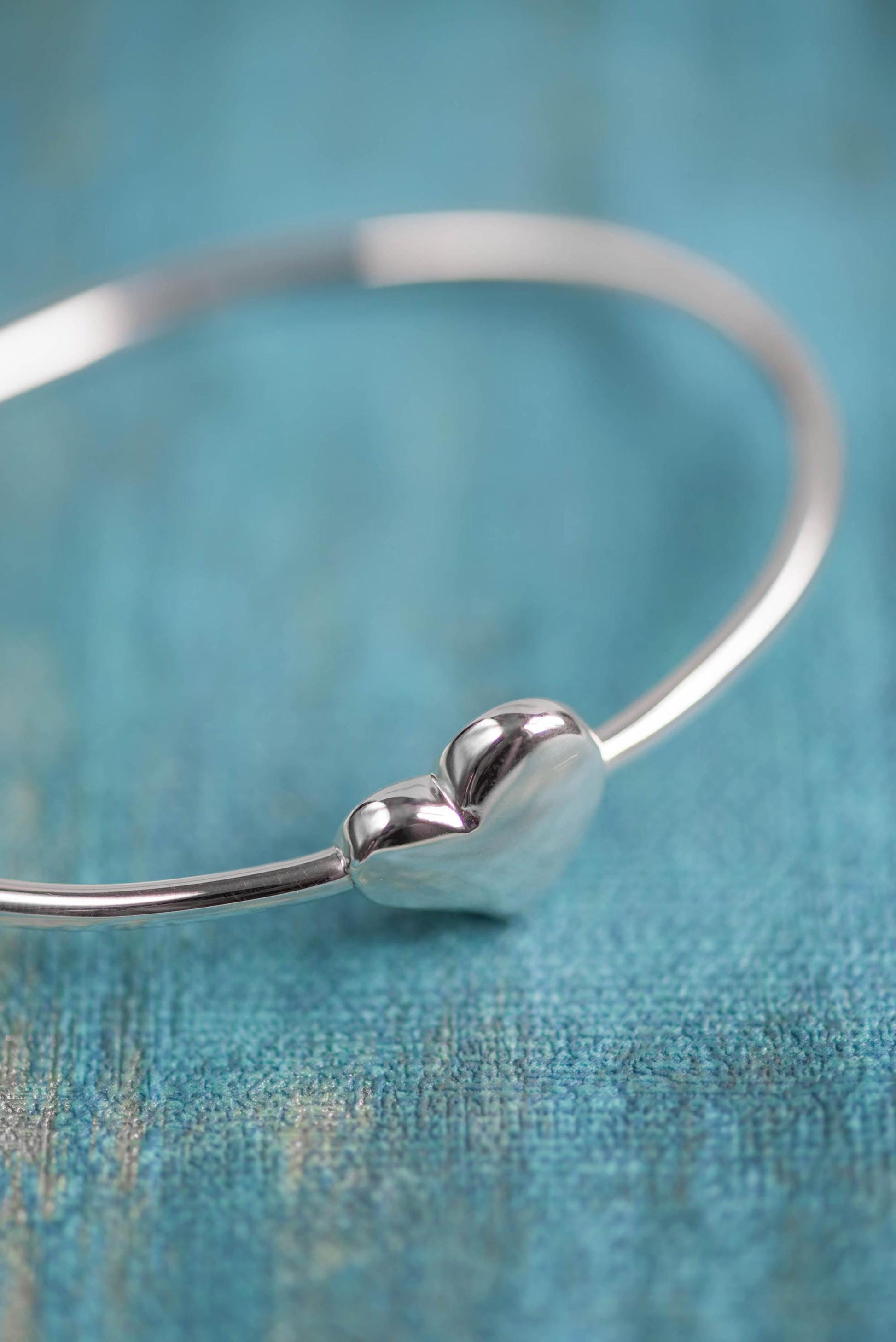 Love Heart Bracelet Bangle Gold Love Heart gift for her Gold Bangle Bracelet Solid Heart I love you Bangle Birthday Gift for daughter her