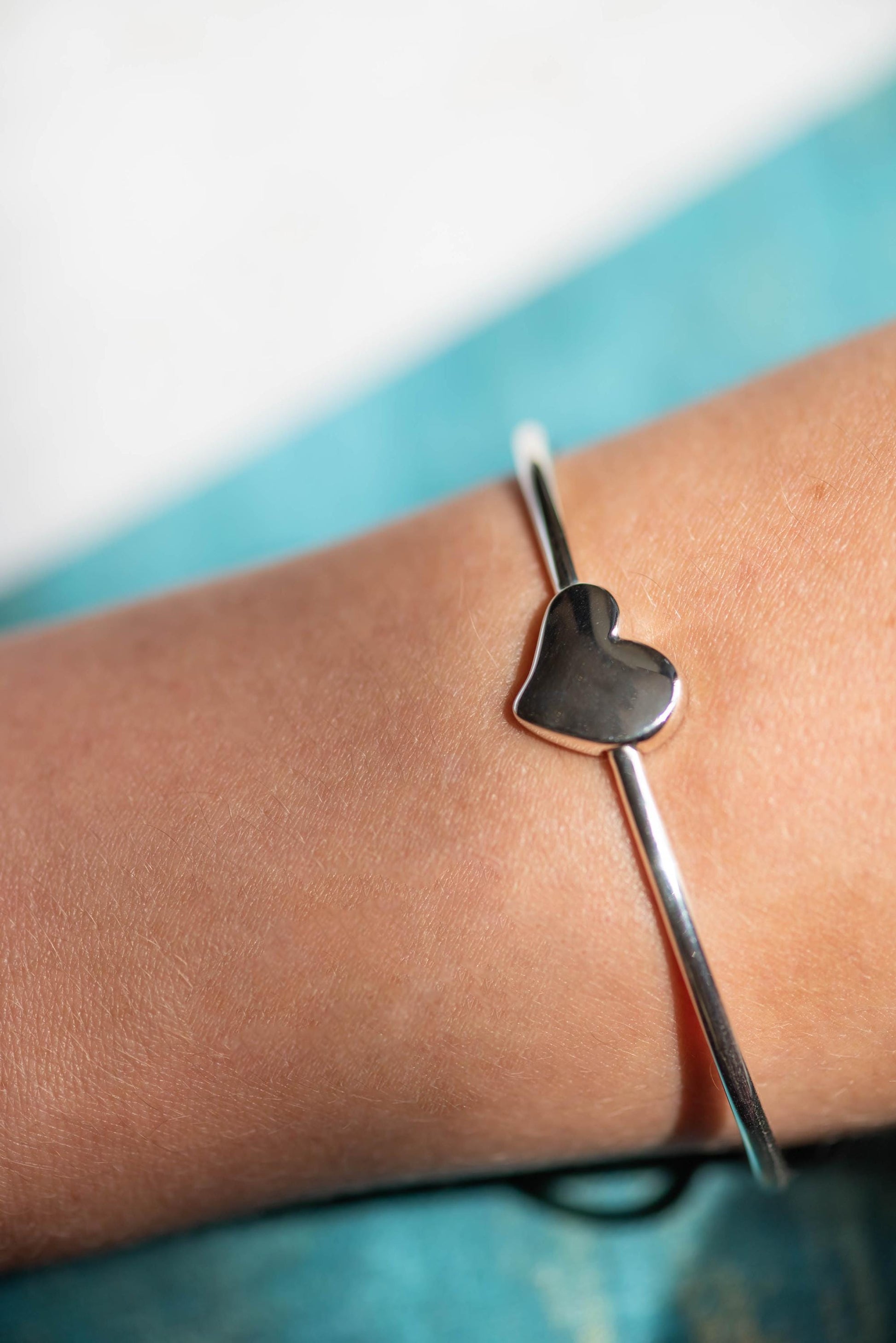 Love Heart Bracelet Bangle Gold Love Heart gift for her Gold Bangle Bracelet Solid Heart I love you Bangle Birthday Gift for daughter her