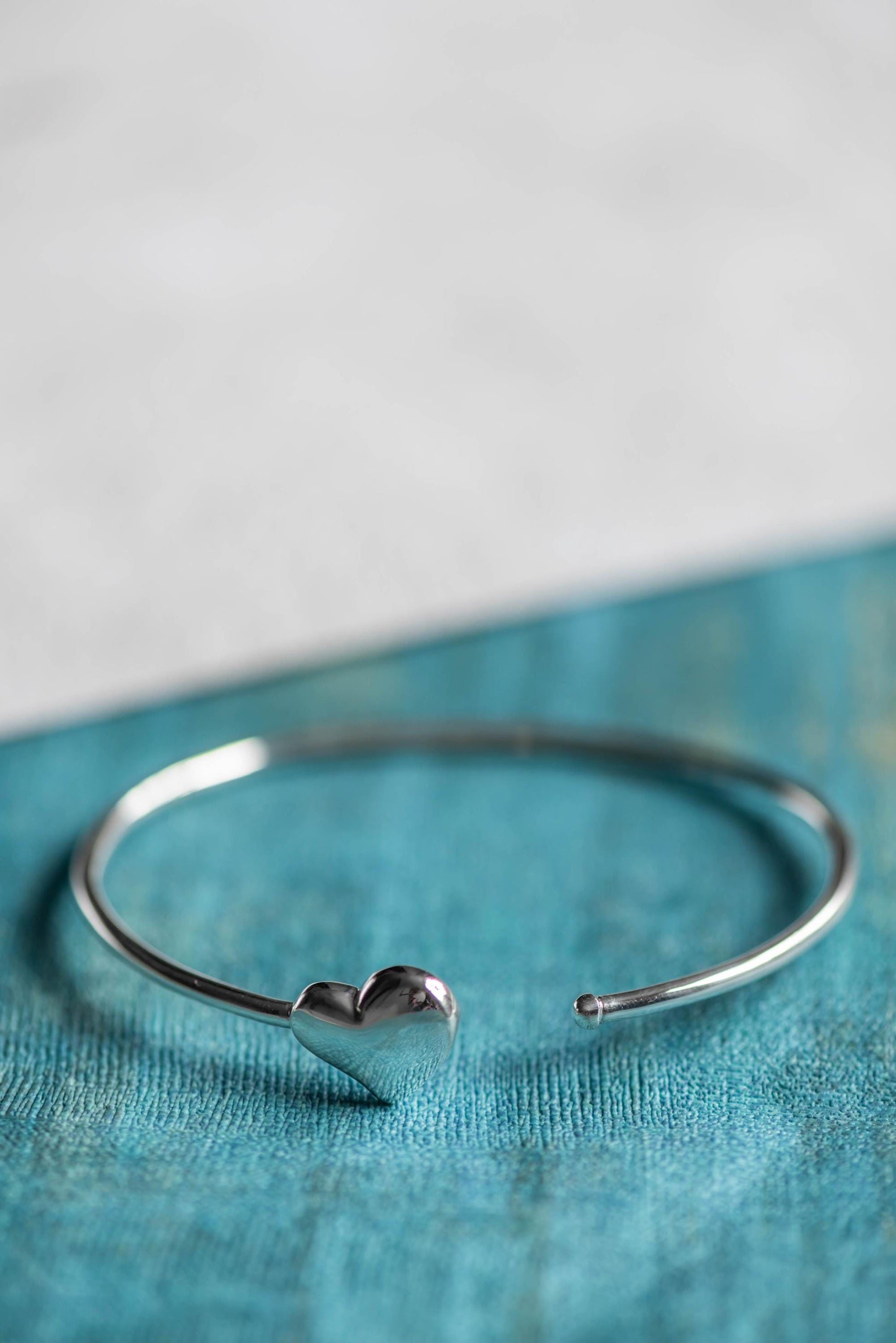 Love Heart Bracelet Bangle Gold Love Heart gift for her Gold Bangle Bracelet Solid Heart I love you Bangle Birthday Gift for daughter her