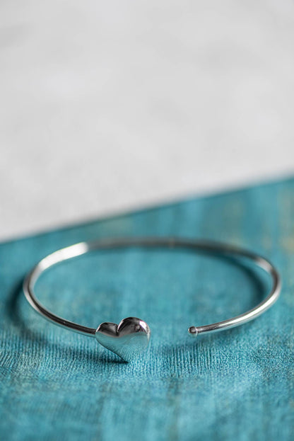 Love Heart Bracelet Bangle Gold Love Heart gift for her Gold Bangle Bracelet Solid Heart I love you Bangle Birthday Gift for daughter her