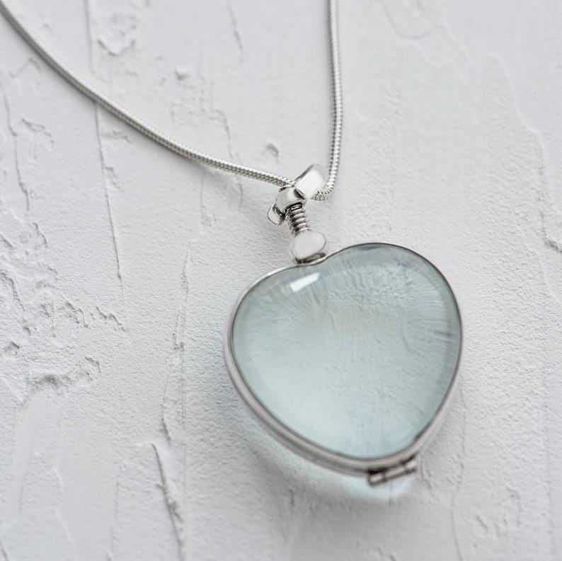 silver heart locket necklace