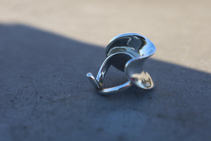 statement solid silver ring, heavy silver ring, adjustable wave ring, 60th birthday gift for her, silver gift for mom, modern wave ring