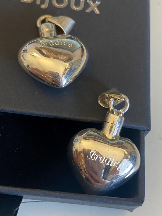 Sterling Silver Urn Self-fill Heart Cylinder Cremation Ashes Pendant Ashes Jewellery Memorial Ashes Jewelry Cremation Ash Jewelry Urn