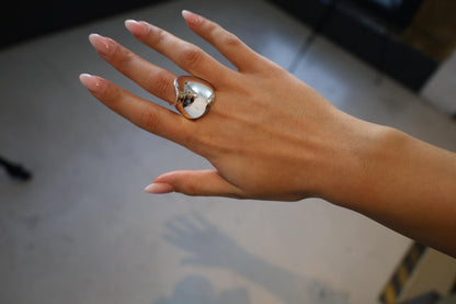 statement solid silver ring, heavy silver ring, adjustable wave ring, 60th birthday gift for her, silver gift for mom, modern wave ring