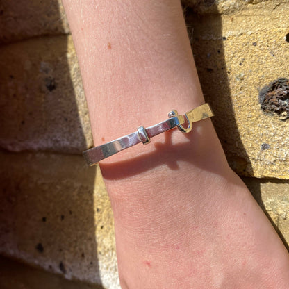 Mini C Hook with Ball Silver Bangle for Tiny Wrist