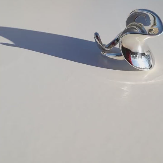 statement solid silver ring, heavy silver ring, adjustable wave ring, 60th birthday gift for her, silver gift for mom, modern wave ring
