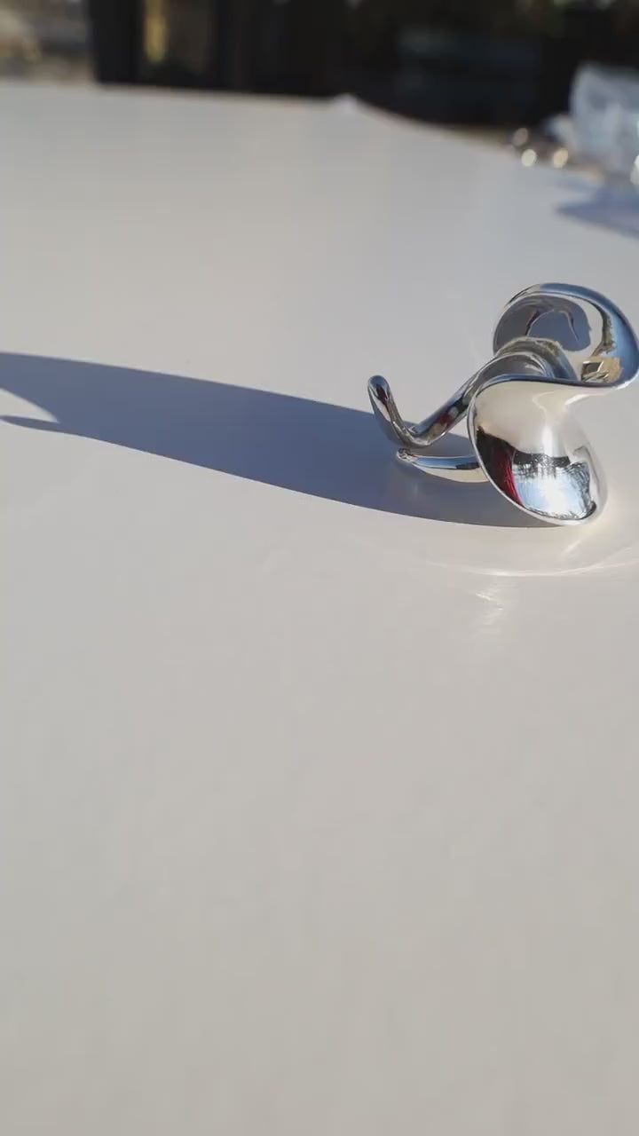 statement solid silver ring, heavy silver ring, adjustable wave ring, 60th birthday gift for her, silver gift for mom, modern wave ring