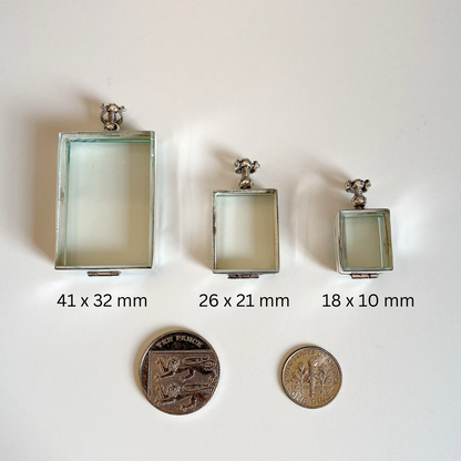Rectangle Silver and Glass Deep Locket