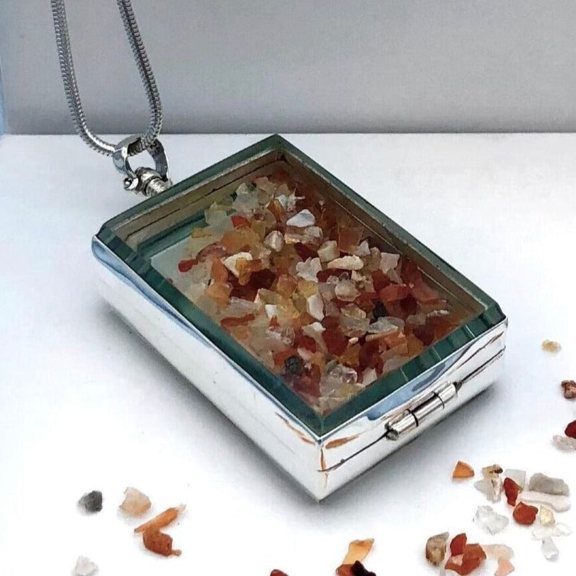 large deep rectangular locket to hold gems and other personal treasures