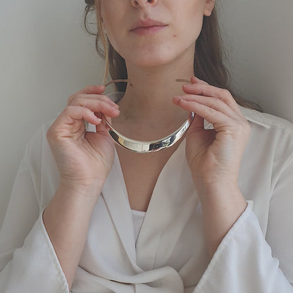 Silver Choker Collar Necklace - 12mm