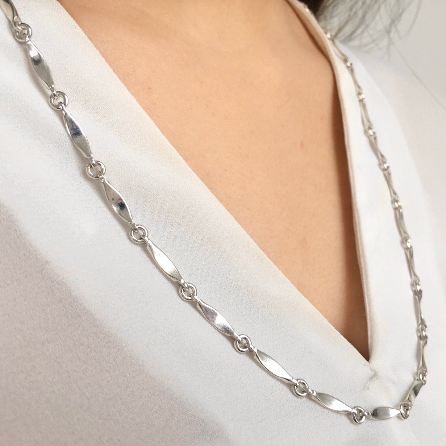 Bones Links Sterling Silver Chain Necklace