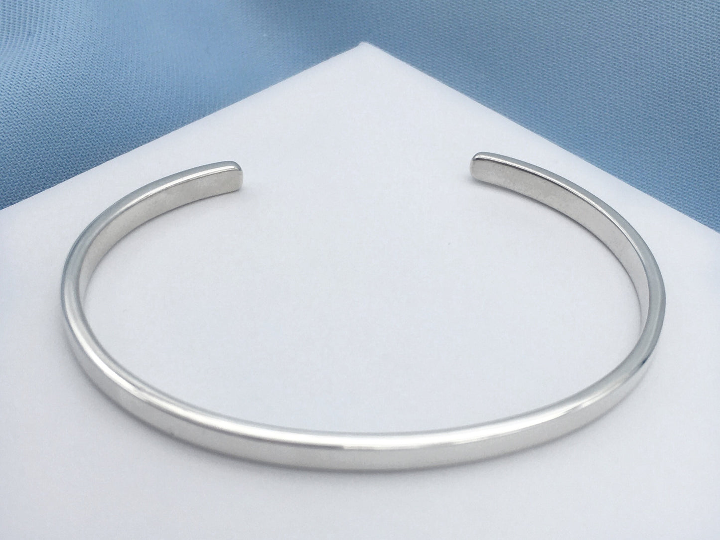C Bangle - A Simple Silver Cuff Bangle Bracelet