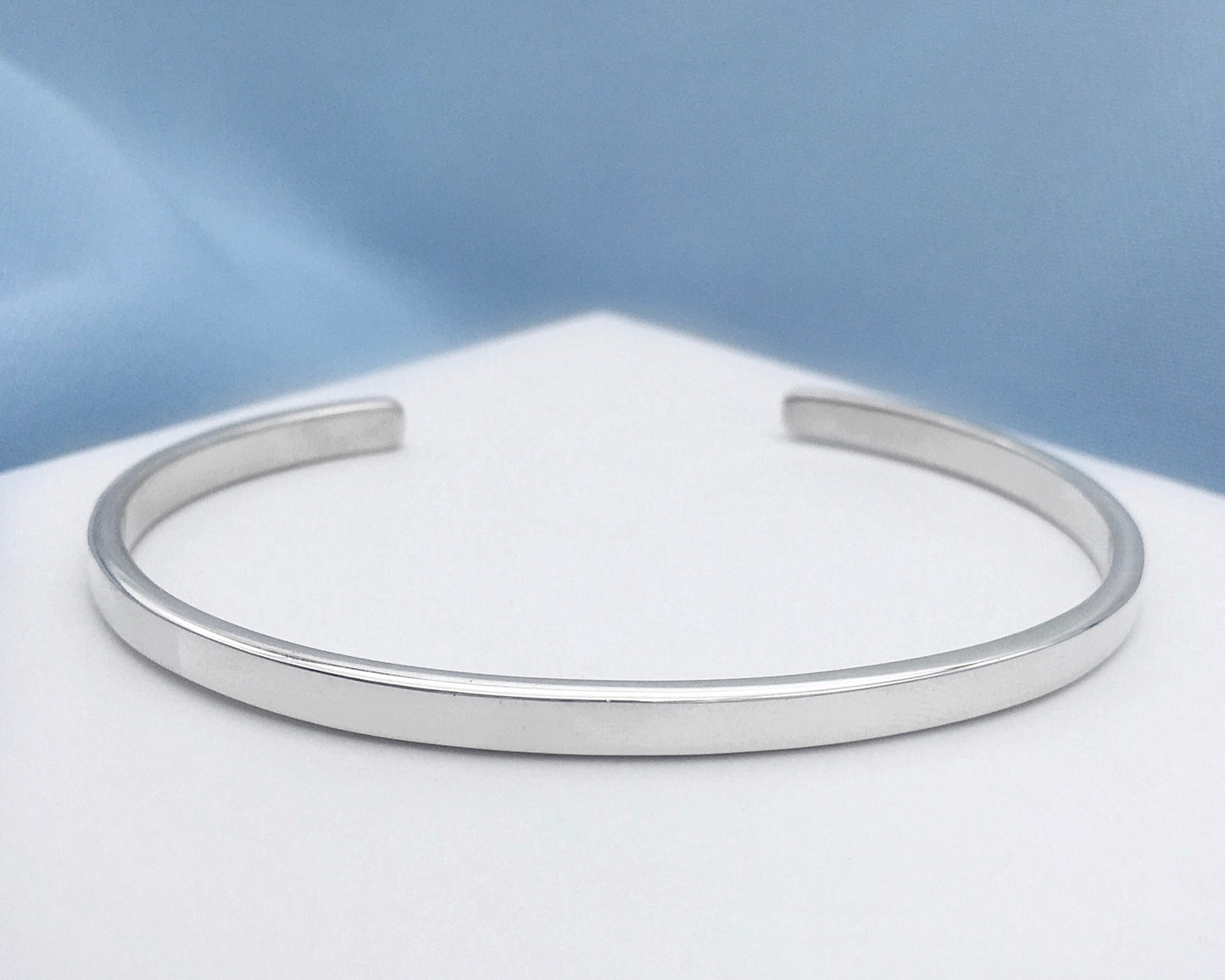 C Bangle - A Simple Silver Cuff Bangle Bracelet