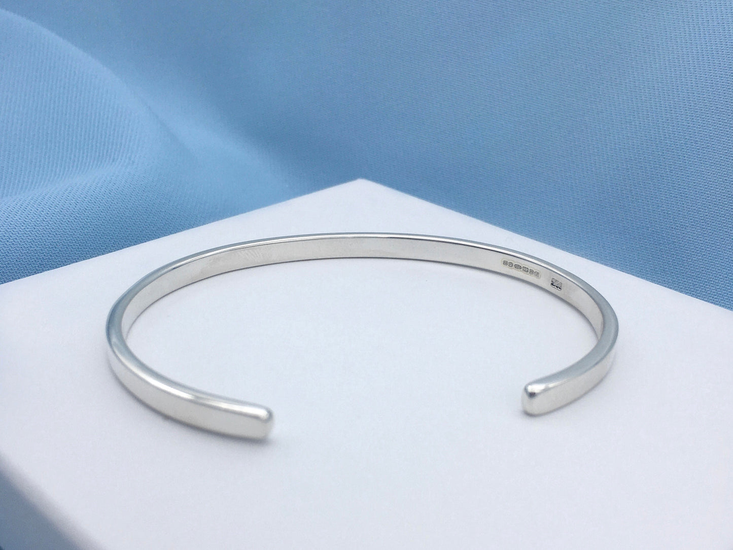 C Bangle - A Simple Silver Cuff Bangle Bracelet