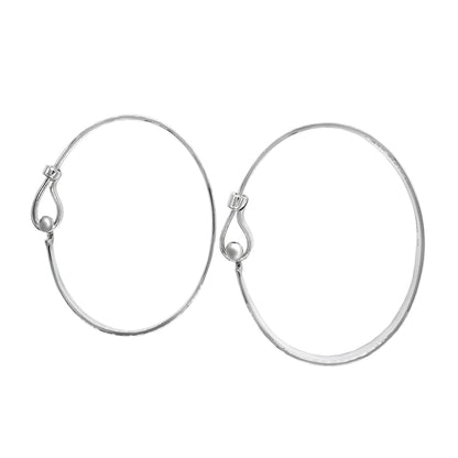 C Hook with Ball Silver Bangle Bracelet for Small Wrist