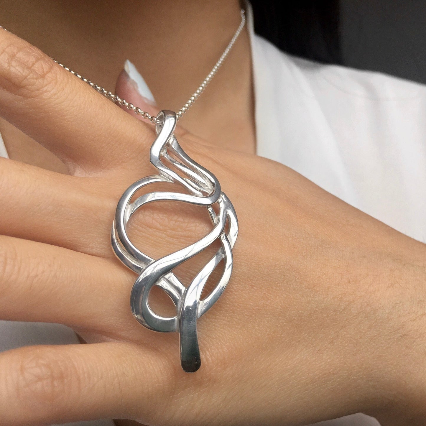 Clef Style Solid Sterling Silver Pendant