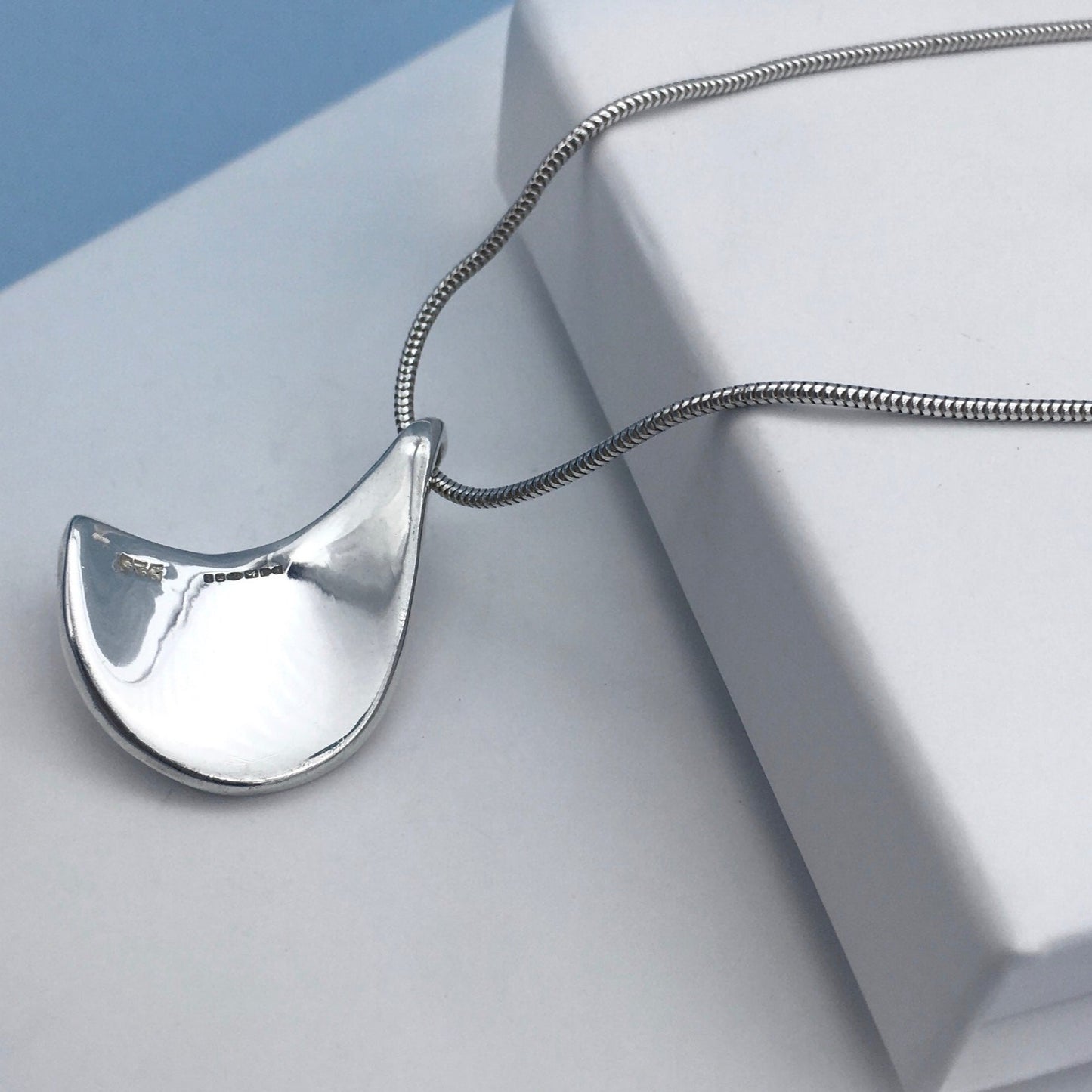 Crescent Moon Sterling Silver Pendant