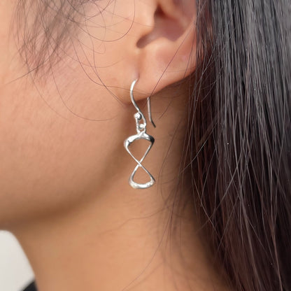 DNA Oval Wavy Sterling Silver Drop Earrings