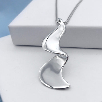 Folded 3/4 Moon Sterling Silver Scandinavian Style Pendant