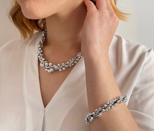 Jewellery Set - Graduated Peppercorn Necklace and Bracelet