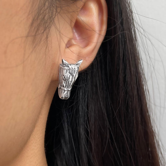 Horse Head Sterling Silver Stud Earrings