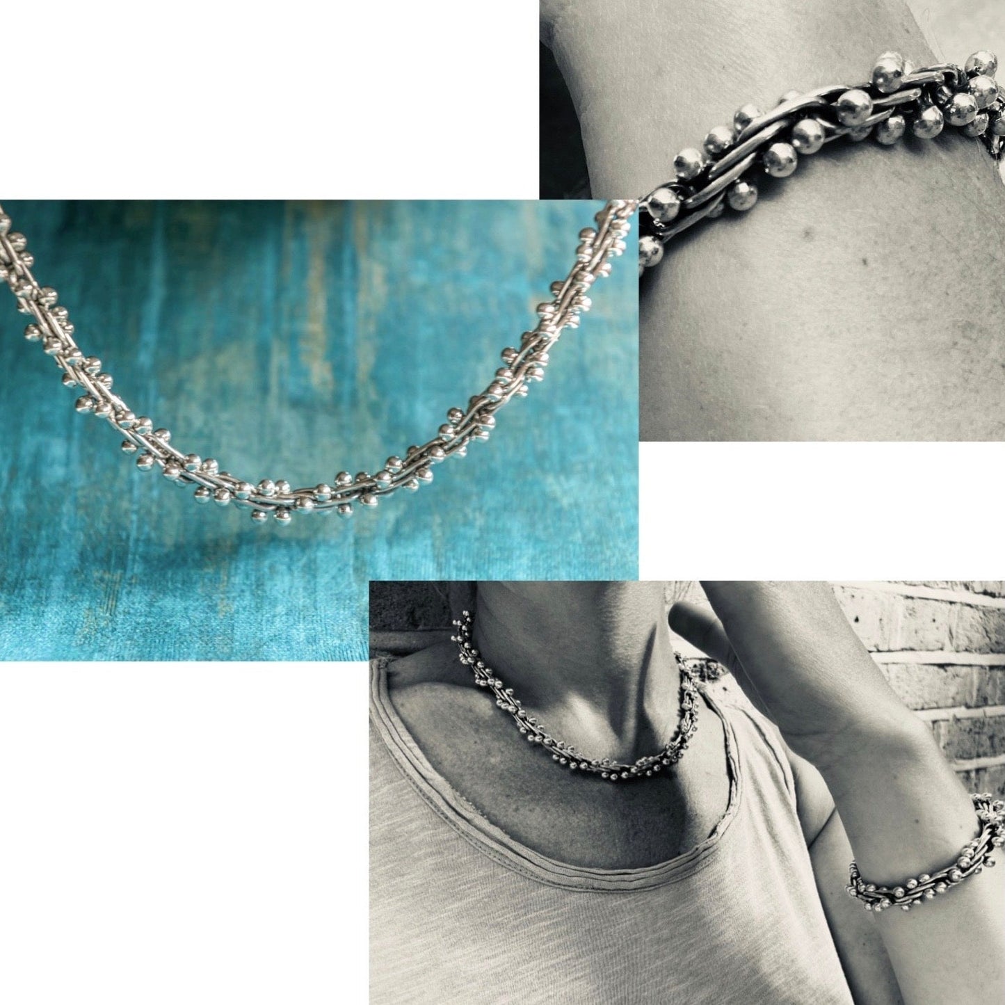Jewellery Set - Peppercorn Necklace, Bracelet and Earrings