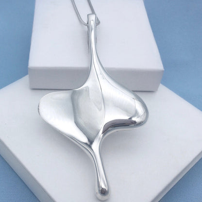 Large Statement Hourglass Inspired Sterling Silver Pendant
