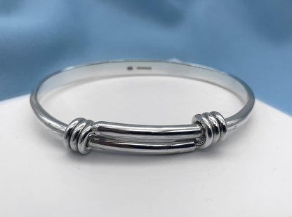 Springback Solid Silver Springy Bangle- Large Wrist