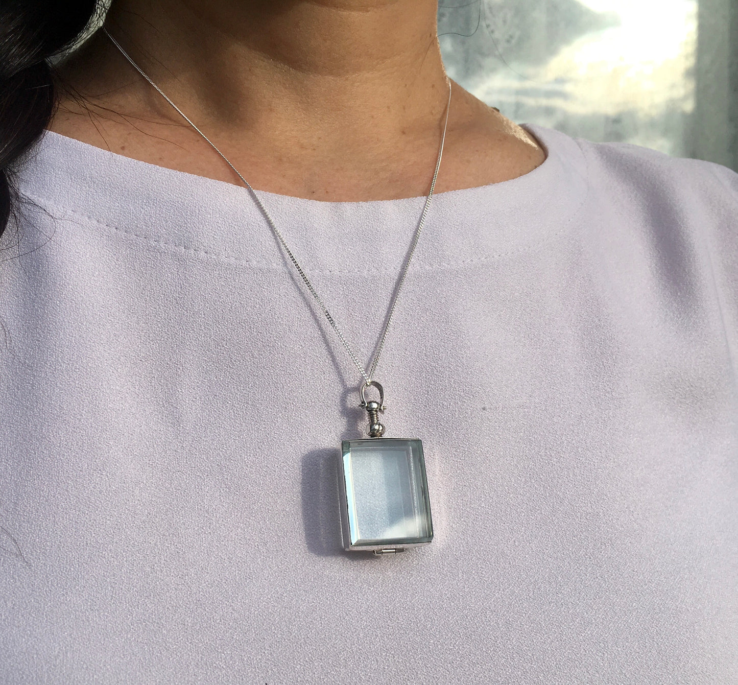Rectangle Shaped Silver Locket for Lock of Hair