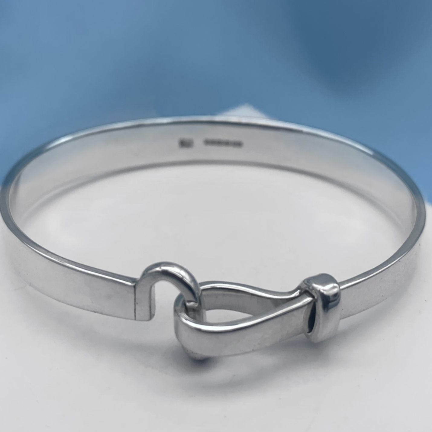 Mini C Hook with Ball Silver Bangle for Tiny Wrist