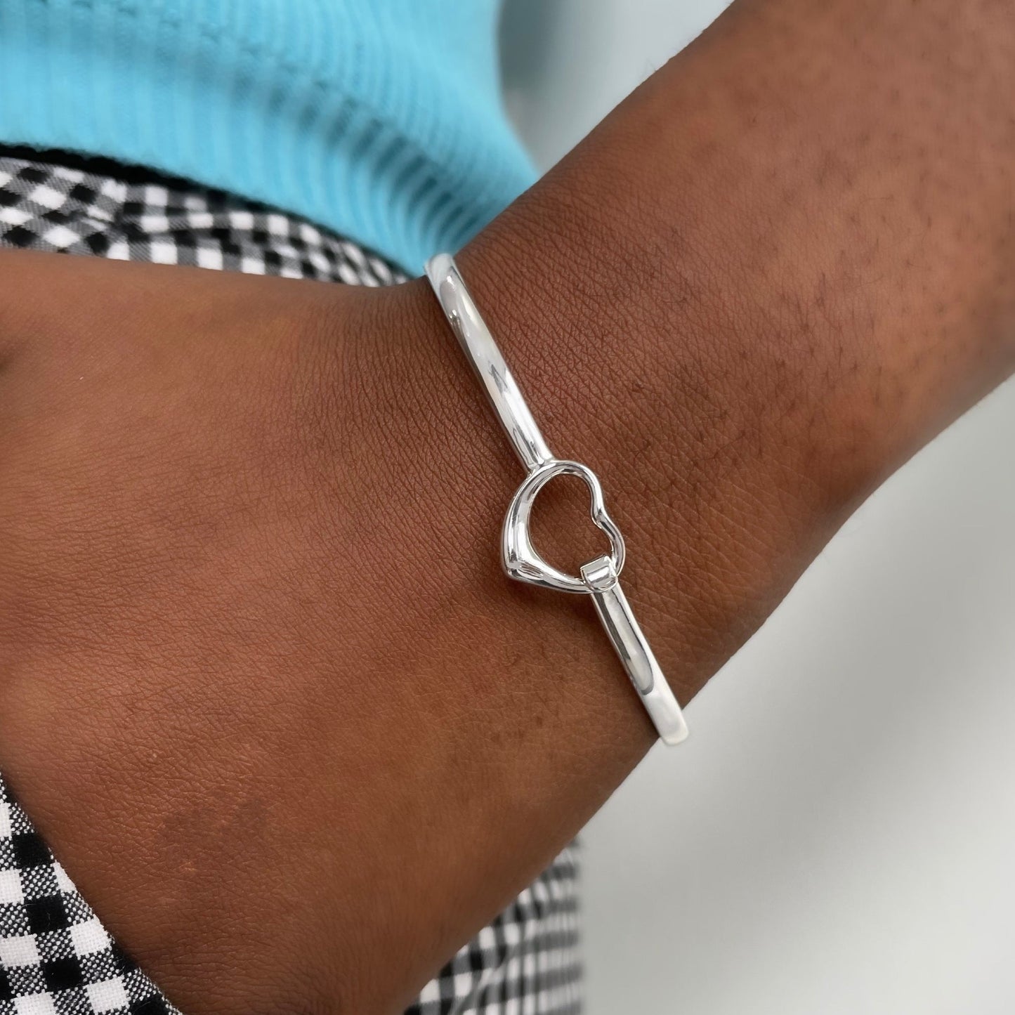 Open Heart Silver Bangle