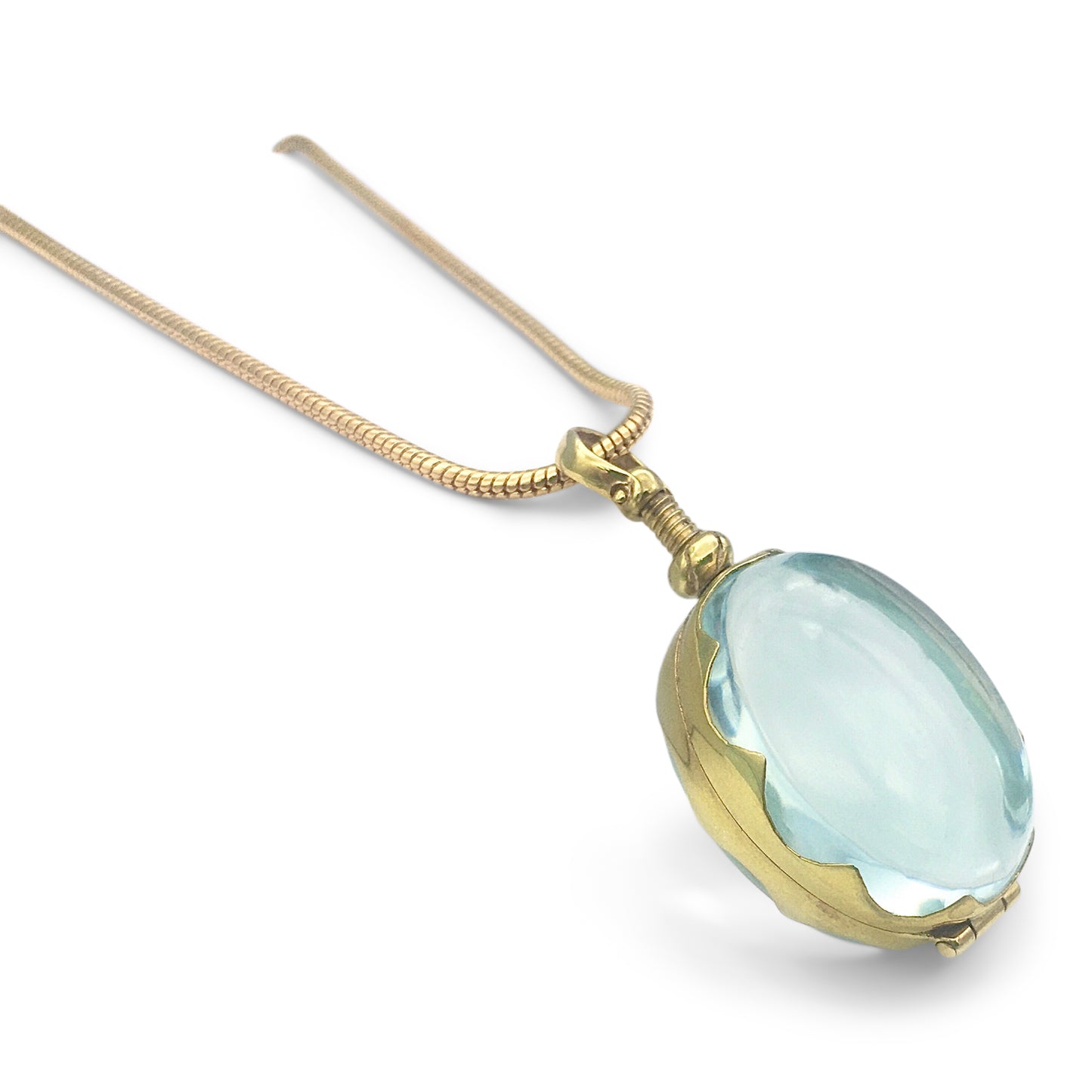 Oval Shaped With Filigree Edges Gold Plated Glass Locket