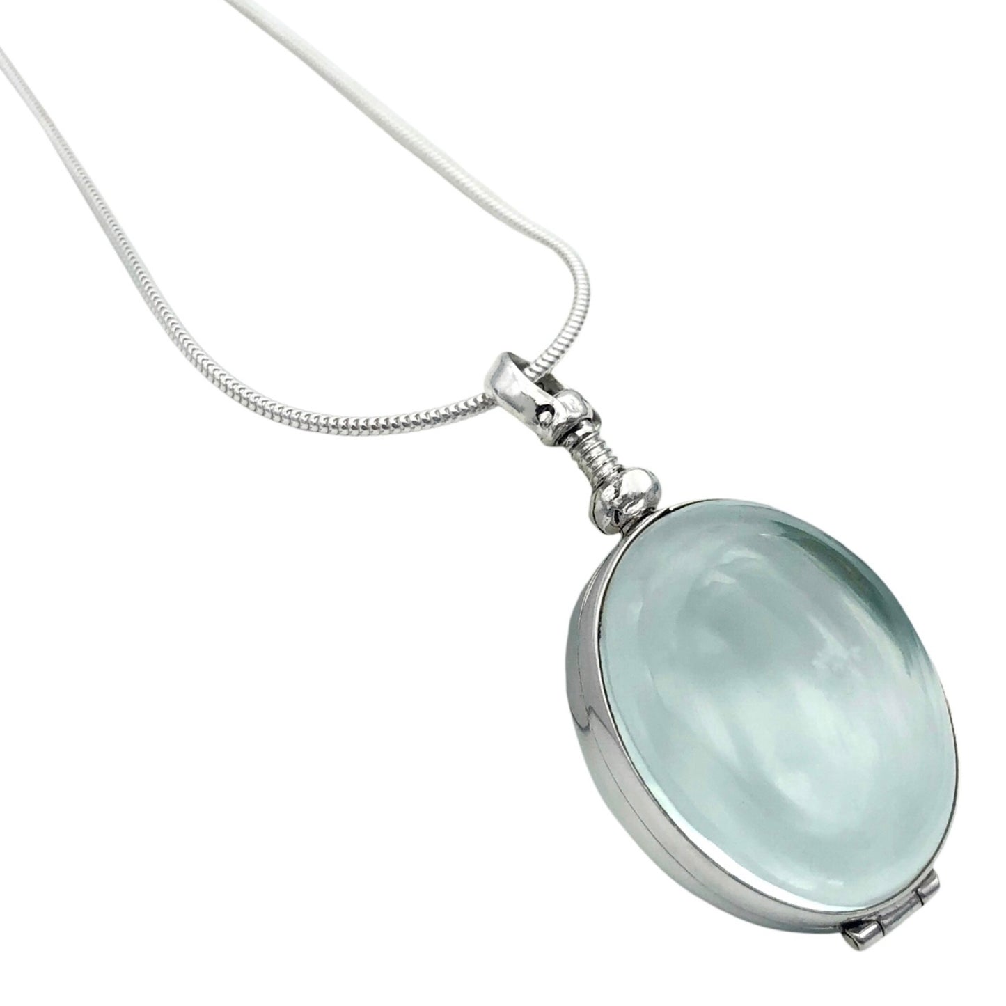 Oval Shaped Locket in Silver and Glass