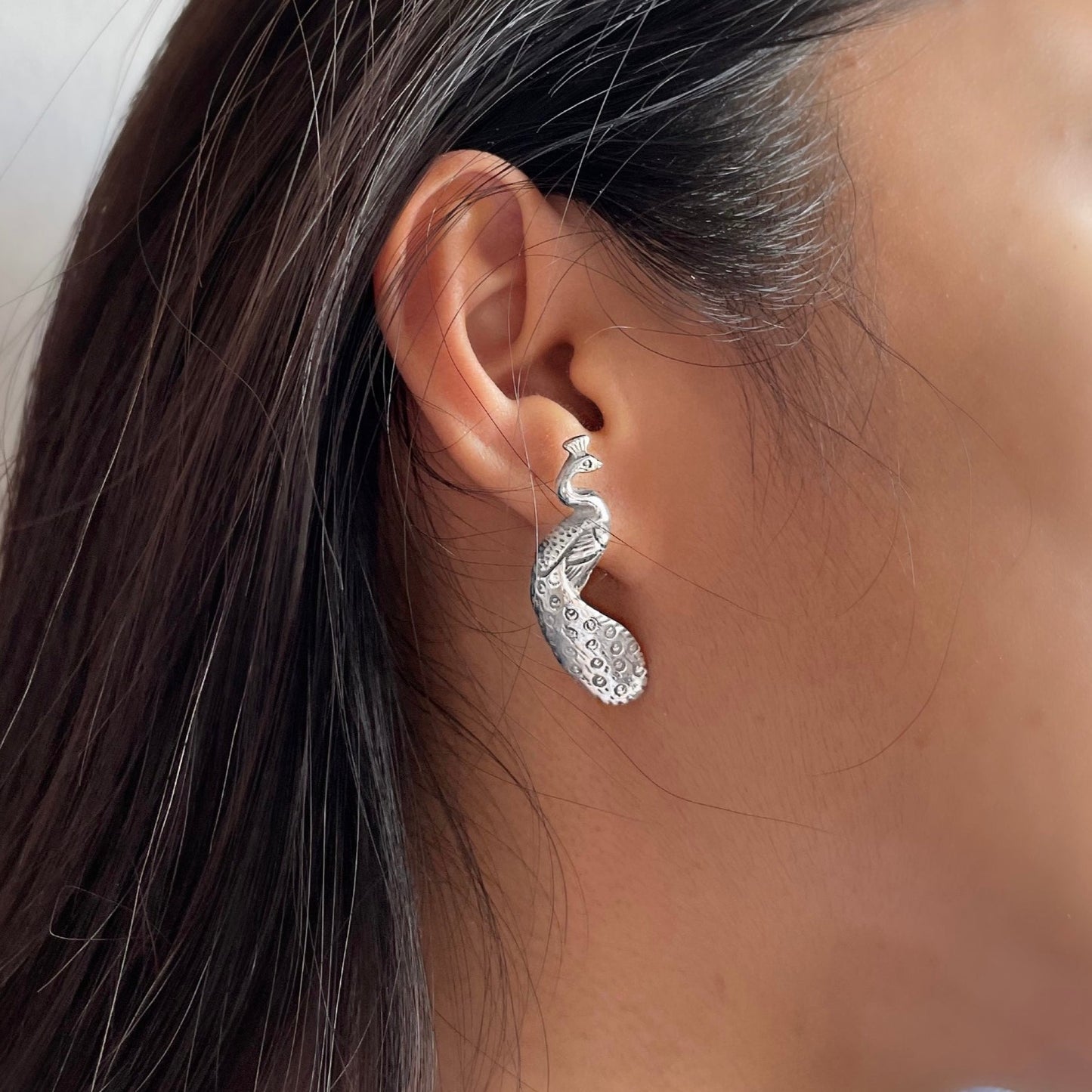 Peacock Sterling Silver Stud Earrings