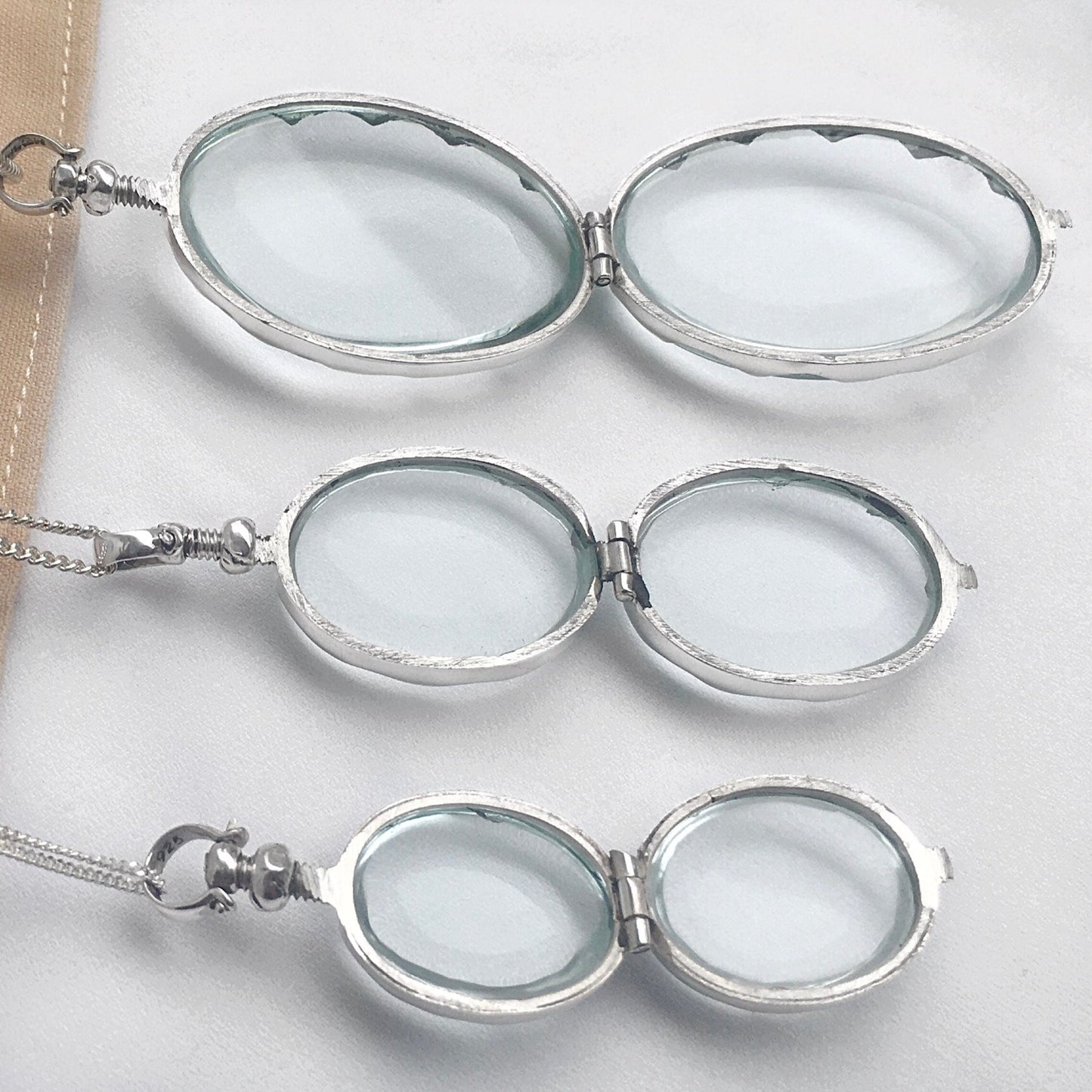 Silver Glass Photo Locket Decorative Oval