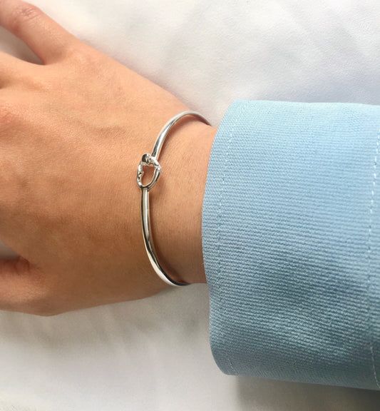 Silver Heart Bangle for Tiny Wrist