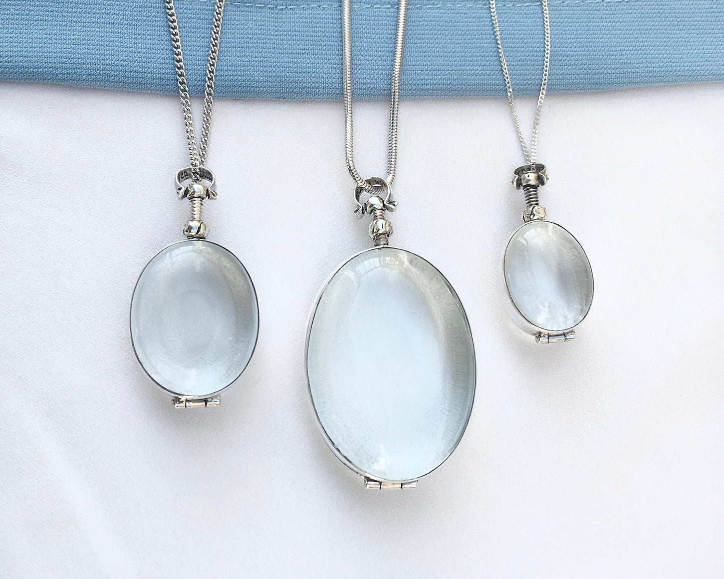 Oval Shaped Locket in Silver and Glass