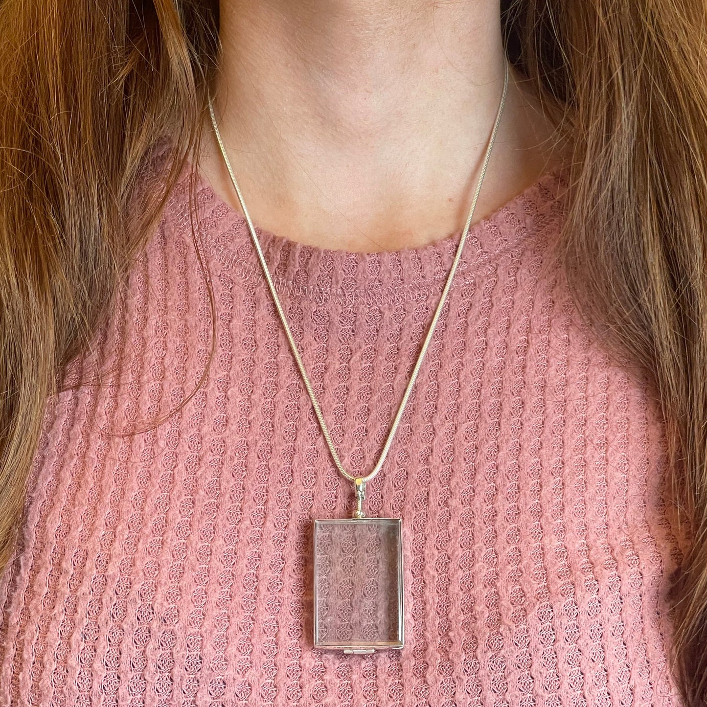 Rectangle Shaped Silver Locket for Lock of Hair